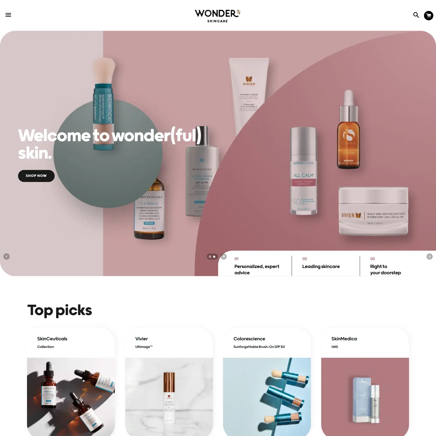 wonder skincare DGTLnow works portfolio beauty website work showcase